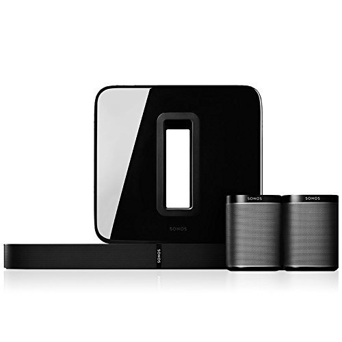 Sonos 5.1 Heimkino Set l System mit einer PLAYBASE, einem SUB und einem Paar PLAY:1 (Schwarz)