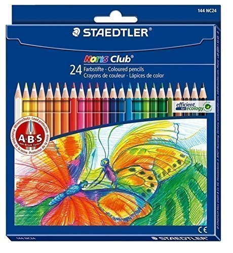 Staedtler Noris Club 144 NC24 Buntstifte, erhöhte Bruchfestigkeit, sechskant, Set mit 24 brillanten