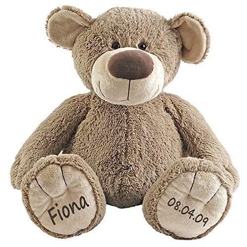 Stofftier Teddy Bär Geschenk mit Namen und Geburtsdatum personalisiert 40cm