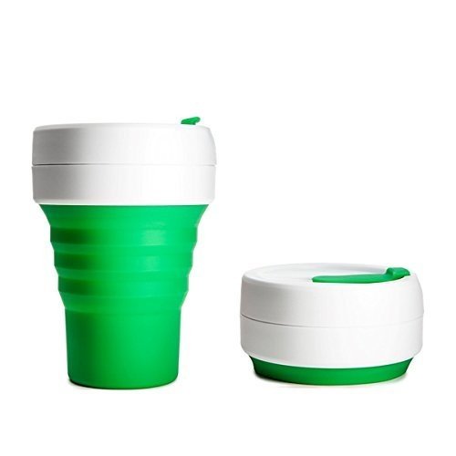 Stojo ST1-12OZ-COF-GRN-RET Collapsible pocket cup, Silikon, grün, 5 x 9 x 9 cm,