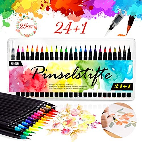 SUNNEY Pinselstifte Set, 24 Aquarell Pinselstifte 