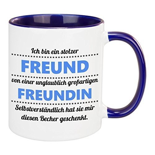 Tasse Stolzer Freund (Freundin) I Becher aus Keramik mit romantischem Spruch – bedruckte Partner K