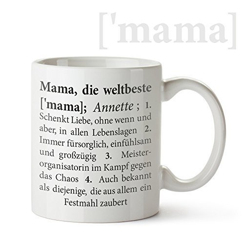Tasse mit Aufdruck - Definition beste Mama - Personalisiert mit Namen - Individuelle Kaffeetasse in 
