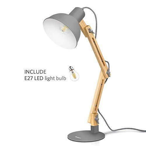 Tomons LED Leselampe im klassichen Holz-Design, Schreibtischlampe, Tischleuchte, verstellbare Schrei