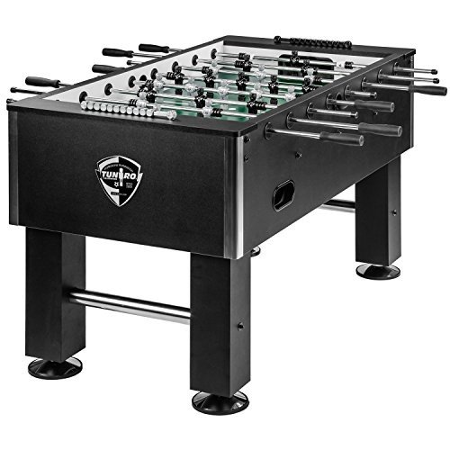 TUNIRO® Kickertisch PRO Schwarz Tischkicker vormontiert, schadstoffgeprüft, BTFV zertifiziert