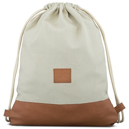 Turnbeutel Hipster Sand / Braun - JOHNNY URBAN "Luke" Canvas Gymsack Gym Bag Beutel Sportbeutel Ruck