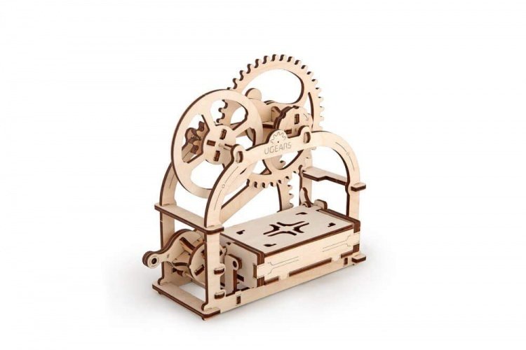 UGEARS Mechanical Box Mechanische Schatulle, 3D-Holzbausatz ohne Klebstoff