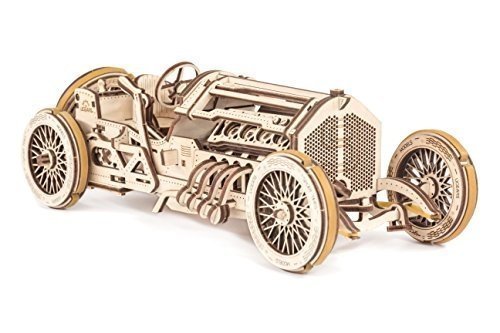 Ugears U-9 Grand Prix Rennwagen Modellbauauto aus Holz zum selber bauen (DIY Modelbausatz) | Retro O