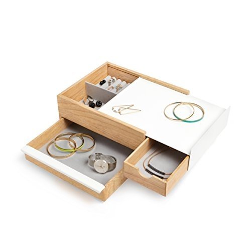 Umbra Stowit Design Schmuckkasten – moderne Schmuck Box mit Geheimfächern für Ringe, Armbänder,
