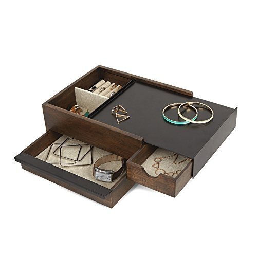 Umbra Stowit Design Schmuckkasten – moderne Schmuck Box mit Geheimfächern für Ringe, Armbänder,