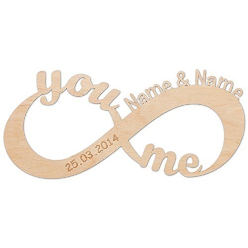 Unendlichkeitszeichen "You and Me" aus Holz mit Ihren Namen Zeichen der Liebe schöne Geschenkidee f