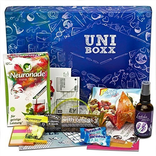 Uni-Boxx (13 Teile) Geschenk für Studenten zur Lernmotivation in Studium & Prüfungszeit – Gesche