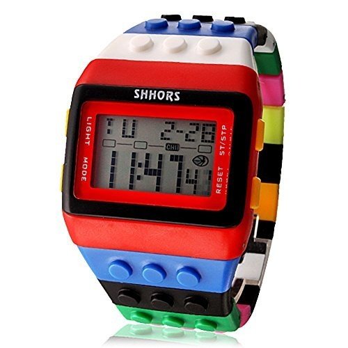 Unisex Regenbogen Lego Digital-Armbanduhr