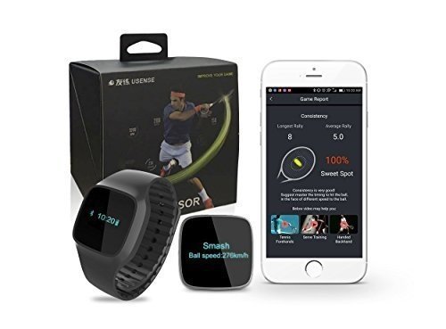 Usense 2-in-1 Smart Tennis Sensor Armbanduhr Trainingshilfe Schlagdaten-Analysegerät Schrittzähle