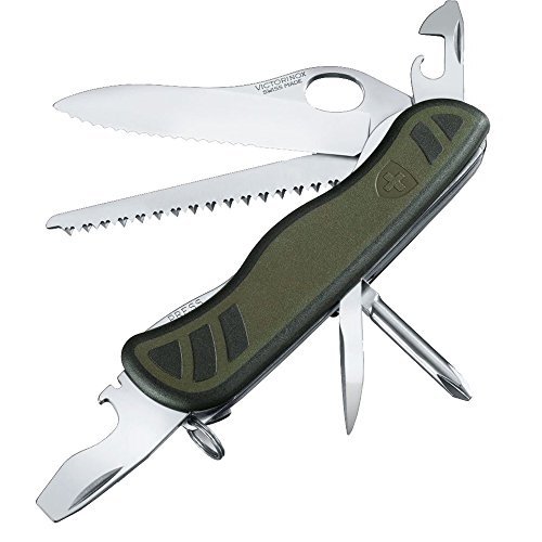 Victorinox Soldatenmesser 08 (10 Funktionen, Feststellklinge) grün/schwarz)