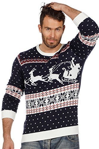 Weihnachtspullover Schlitten Ugly Christmas Sweater Pullover Weihnachten S-XXL