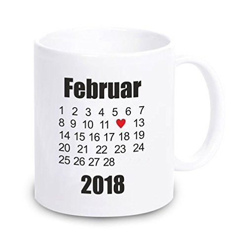 Weiße Tasse mit beliebigem Datum "Hochzeitstag, Kennenlerntag usw." - Geschenk zum Valentinstag - H
