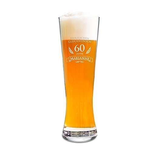 Weizenbierglas mit Gravur zum 60. Geburtstag