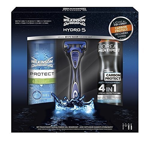 Wilkinson Sword Geschenkset mit Hydro 5 Rasierapparat, Rasiergel und L