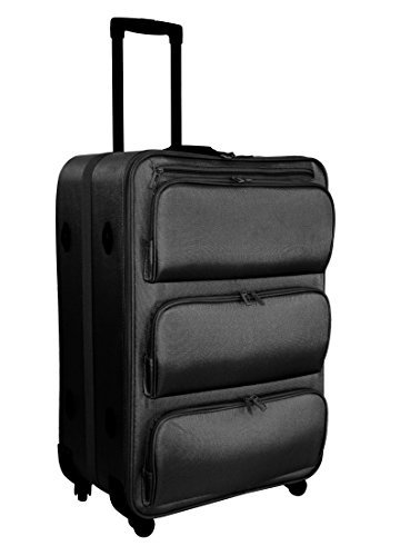 XL Koffer 60L mit versenkbarem Regalsystem Trolley Reisekoffer Weichgepäck 71cm (Schwarz)