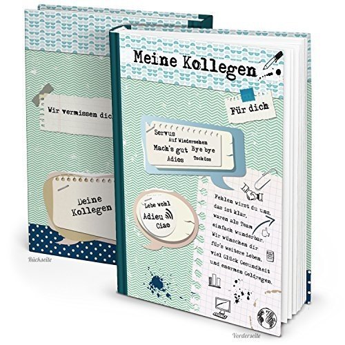 XXL Kollegenbuch DIN A4 grün blau Buch zum Einschreiben - Abschiedsgeschenk Abschiedsbuch Geschenk 