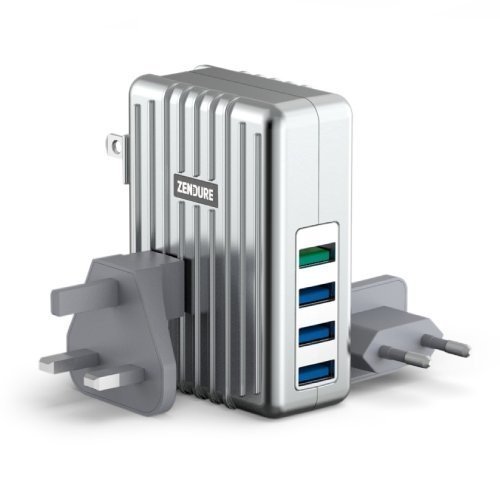 Zendure 40W 4-Port QC2.0 USB Ladegerät Adapter Netzteile mit EU/UK/US AC Weltreise Steckdosen, Quic