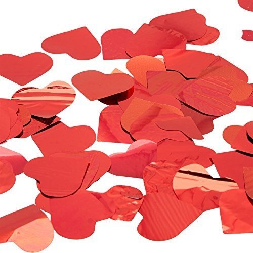 5 x Party Popper 40 cm rote Herzen im Konfettikanonen Set, Konfetti Bombe für Hochzeit und Geburtst