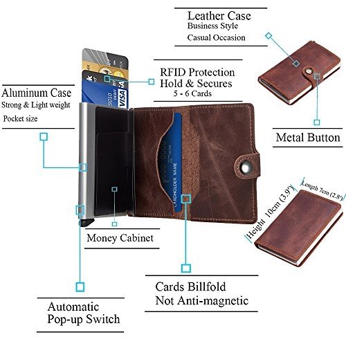 ABILITH Kreditkartenetui Echtes Leder Kartenetui Geldklammer Portmonee Geldbeutel mit RFID Schutz f
