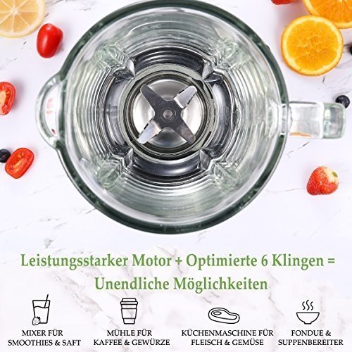 Aimores Standmixer Smoothiemaker 5 Programmtasten Hochleistungsmixer mit 1 PS-Power-Motor (bis zu 28