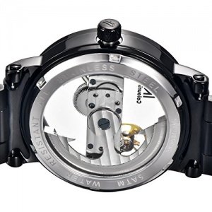 Alienwork IK mechanische Automatik Armbanduhr Skelett Automatikuhr Uhr Wasserdicht 5ATM silber schwa