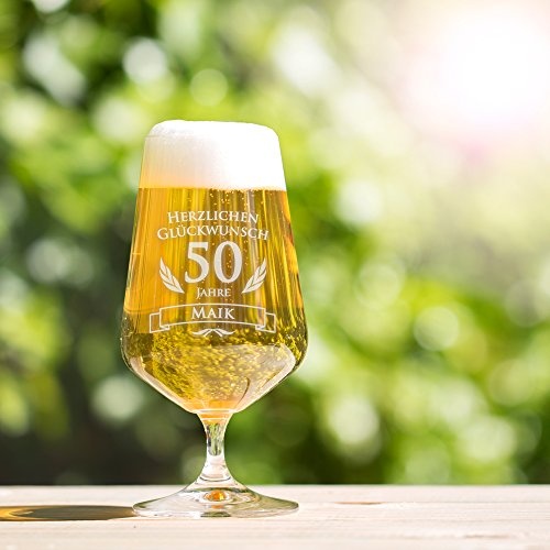 AMAVEL Bierglas mit Gravur zum 50. Geburtstag