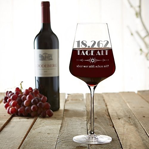 AMAVEL Rotweinglas zum 50. Geburtstag – 18.262 Tage alt