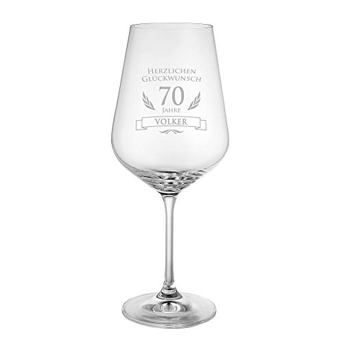 AMAVEL Weißweinglas mit Gravur zum 70. Geburtstag