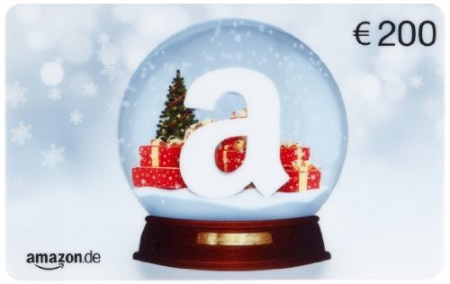 Amazon.de Box mit Geschenkkarte 200 EUR (Schneekugel - schwarz)
