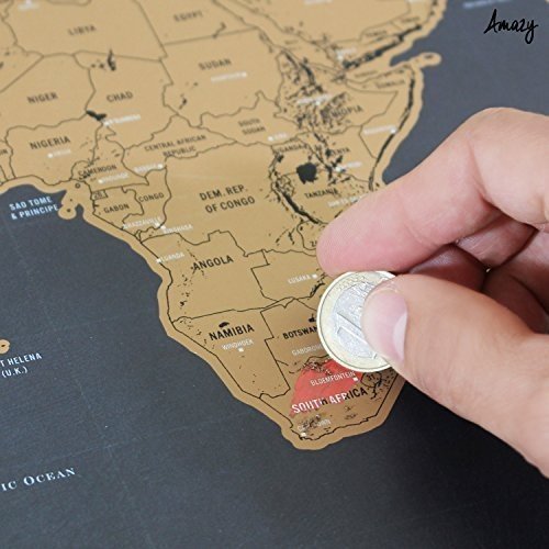 Amazy Weltkarte zum Rubbeln XXL   Packliste   Rubbelchip – Schöne Erinnerung an bisherige Reisen 