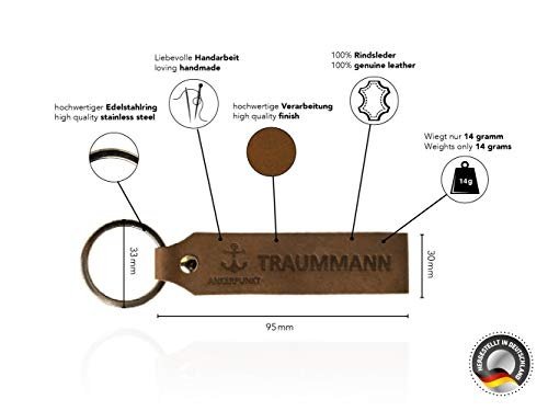 ANKERPUNKT Schlüsselanhänger Leder mit Gravur Traummann