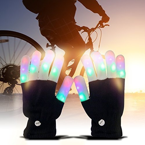 Aomeiqi leuchtende Handschuhe, LED blinkende bunte Finger Gloves, Coole Spielzeuge Handschuhe mit LE