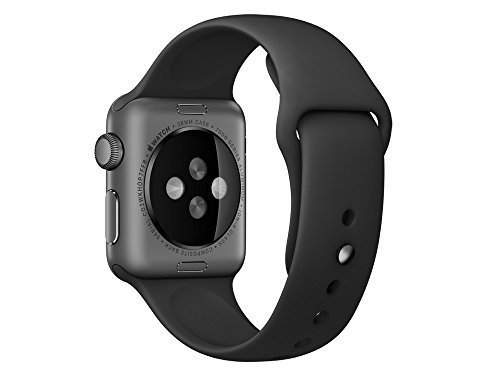 Apple Watch Sport Smartwatch mit Gehäuse aus Aluminium silber von 38 mm und Armband Sport Schwarz