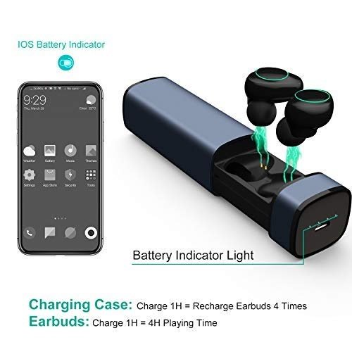 Arbily Mini Bluetooth Kopfhörer Kabellos In Ear True Wireless Earbuds mit Portable Mini Ladebox,Blu