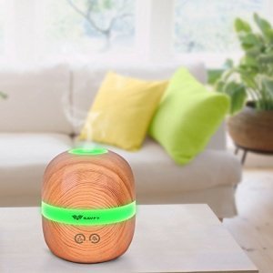 Aroma Diffuser Holz, marsboy 300ml LED Aroma Diffuser, Holzmaserung Luftbefeuchter mit 7 Farbwechsle