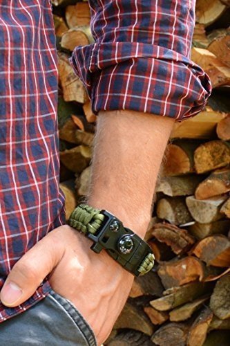 AVENDU 7-in-1 Paracord Survival Armband mit Multitool + Feuerstahl + Kompass + Signalpfeife + Minime