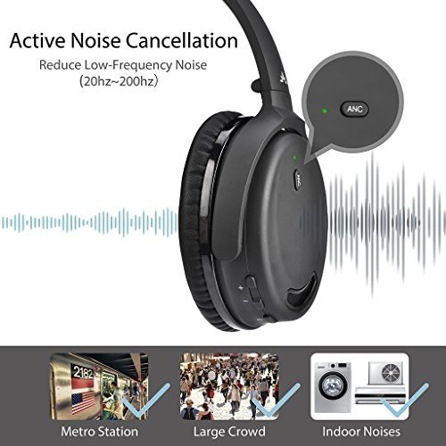 Avantree Bluetooth 4.1 Active Noise Cancelling Kopfhörer mit Mikrofon, Wireless / Wired Superleicht