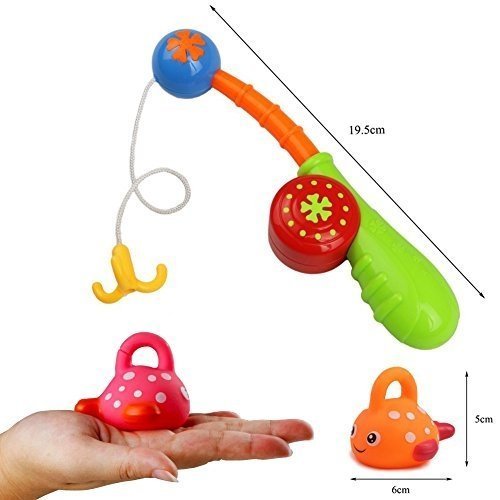 Baby Badespaß Badewannenspielzeug Wasserspiel Angeln Baden Spielzeug mit 4 Fische für Kinder