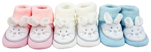 Baby Schuhe Strickschuhe Erstlingsschuhe Mäuse das kleine Geschenk (0-3 Monate) Weiß