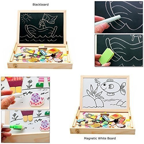 Babyhugs Magnetische Schreibtafel für Kinder, aus Holz, Spielzeug-Tafel, Kreidetafel, Weißwandtafe