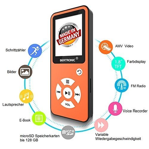 BERTRONIC BC01 Royal MP3-Player, 16 GB ★ Bis 100 Stunden Wiedergabe ★ Radio | Portabler Player m