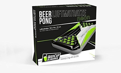 Beer Pong Luftmatratze - Neon Design - inkl. Seilen & Halterungen für Rote Becher