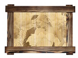 Bilder Holzbild Fotogravur Lasergravur Holzgravur Hochzeit