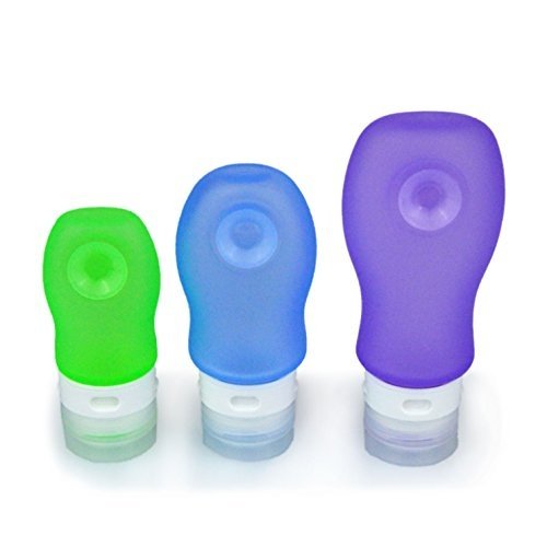 Blue Fox 3er SET tragbare Reiseflasche nachfüllbar, Shampoo, Lotion, Duschgel, Flasche mit Saugnapf