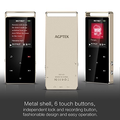 Bluetooth 4.0 Touch Bedienfeld Metall 8GB MP3 Player, Tragbare Musik Player, Diktiergeräte, FM Radi